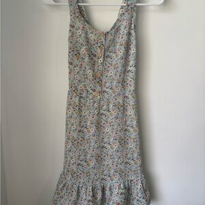 Blue Floral Dress Open Back